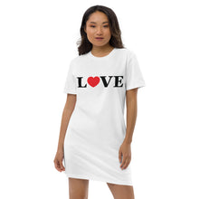 Load image into Gallery viewer, LOVE Organic Cotton T-Shirt Dress - White / Grey