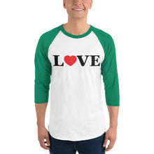 Load image into Gallery viewer, LOVE Baseball Jersey – White-Black / White-Red / White-Charcoal / White-Green