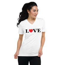 Load image into Gallery viewer, LOVE Unisex Short Sleeve V-Neck T-Shirt - White