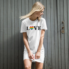 Load image into Gallery viewer, LOVE Is Love Organic Cotton T-Shirt Dress - White / Grey
